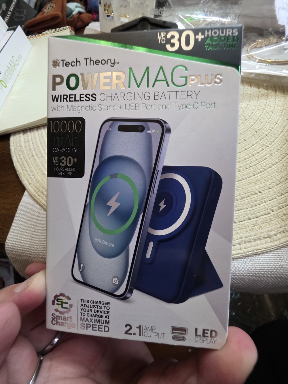 Theory PowerMag Plus Wireless Charging Battery Pack - Navy Blue